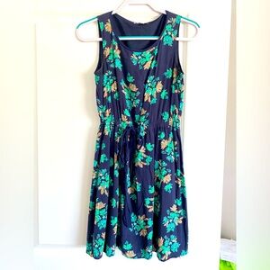 Loft navy and teal floral sleeveless dress
